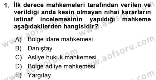 Medeni Usul Hukuku Dersi 2017 - 2018 Yılı 3 Ders Sınav Soruları 1. Soru