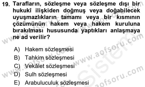 Medeni Usul Hukuku Dersi 2017 - 2018 Yılı 3 Ders Sınav Soruları 19. Soru