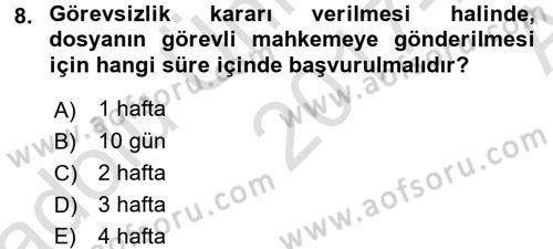 Medeni Usul Hukuku Dersi 2017 - 2018 Yılı (Vize) Ara Sınav Soruları 8. Soru
