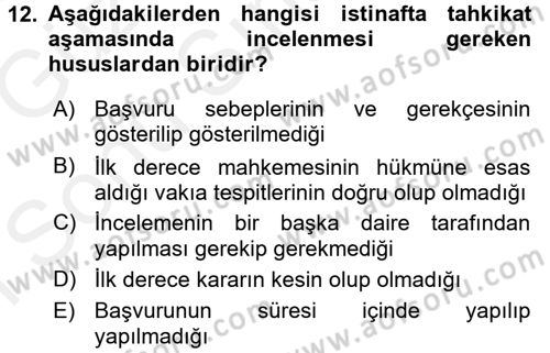 Medeni Usul Hukuku Dersi 2017 - 2018 Yılı (Final) Dönem Sonu Sınav Soruları 12. Soru