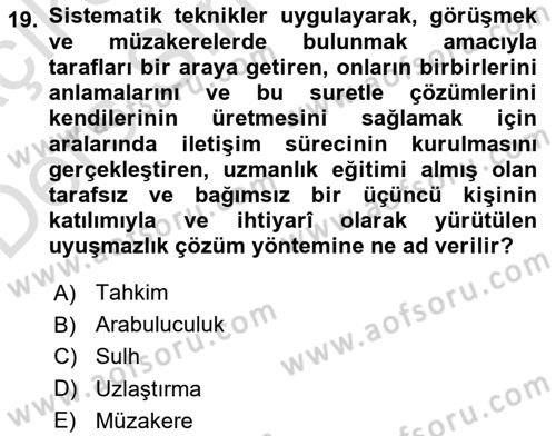 Medeni Usul Hukuku Dersi 2018 - 2019 Yılı 3 Ders Sınav Soruları 19. Soru