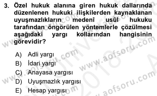 Medeni Usul Hukuku Dersi 2018 - 2019 Yılı (Vize) Ara Sınav Soruları 3. Soru