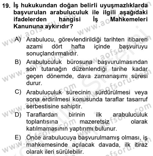 Medeni Usul Hukuku Dersi 2018 - 2019 Yılı (Final) Dönem Sonu Sınav Soruları 19. Soru