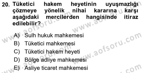 Medeni Usul Hukuku Dersi 2018 - 2019 Yılı (Final) Dönem Sonu Sınav Soruları 20. Soru