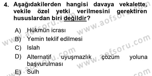 Medeni Usul Hukuku Dersi 2018 - 2019 Yılı (Final) Dönem Sonu Sınav Soruları 4. Soru