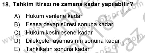 Medeni Usul Hukuku Dersi 2018 - 2019 Yılı Yaz Okulu Sınav Soruları 18. Soru