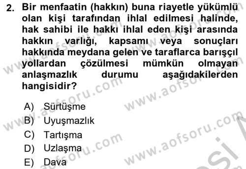 Medeni Usul Hukuku Dersi 2018 - 2019 Yılı Yaz Okulu Sınav Soruları 2. Soru