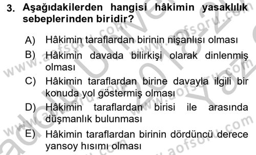 Medeni Usul Hukuku Dersi 2018 - 2019 Yılı Yaz Okulu Sınav Soruları 3. Soru