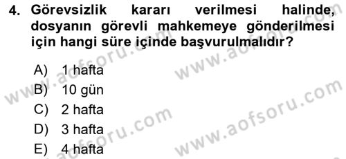 Medeni Usul Hukuku Dersi 2018 - 2019 Yılı Yaz Okulu Sınav Soruları 4. Soru