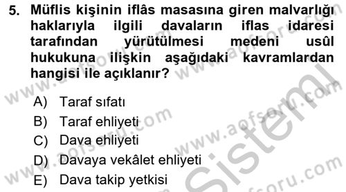 Medeni Usul Hukuku Dersi 2018 - 2019 Yılı Yaz Okulu Sınav Soruları 5. Soru