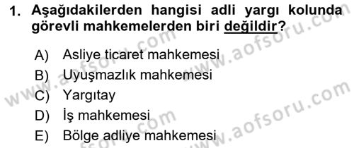 Medeni Usul Hukuku Dersi 2019 - 2020 Yılı (Vize) Ara Sınav Soruları 1. Soru