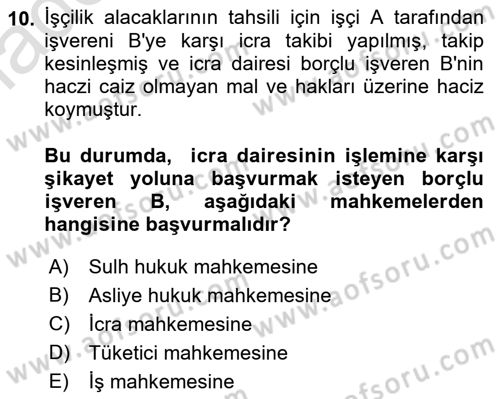 Medeni Usul Hukuku Dersi 2019 - 2020 Yılı (Vize) Ara Sınav Soruları 10. Soru