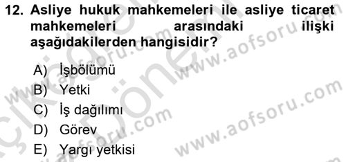 Medeni Usul Hukuku Dersi 2019 - 2020 Yılı (Vize) Ara Sınav Soruları 12. Soru
