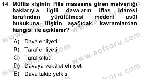 Medeni Usul Hukuku Dersi 2019 - 2020 Yılı (Vize) Ara Sınav Soruları 14. Soru