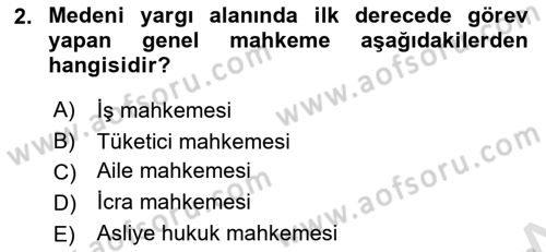 Medeni Usul Hukuku Dersi 2019 - 2020 Yılı (Vize) Ara Sınav Soruları 2. Soru