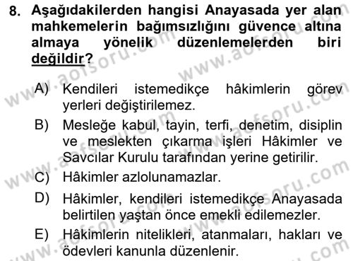 Medeni Usul Hukuku Dersi 2019 - 2020 Yılı (Vize) Ara Sınav Soruları 8. Soru