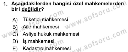 Medeni Usul Hukuku Dersi 2019 - 2020 Yılı (Final) Dönem Sonu Sınav Soruları 1. Soru