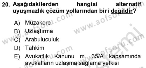 Medeni Usul Hukuku Dersi 2019 - 2020 Yılı (Final) Dönem Sonu Sınav Soruları 20. Soru