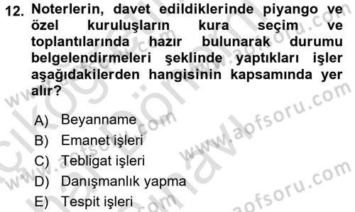 Avukatlık Ve Noterlik Hukuku Dersi 2015 - 2016 Yılı (Final) Dönem Sonu Sınav Soruları 12. Soru