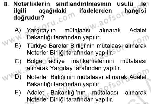 Avukatlık Ve Noterlik Hukuku Dersi 2015 - 2016 Yılı (Final) Dönem Sonu Sınav Soruları 8. Soru
