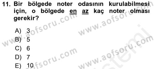 Avukatlık Ve Noterlik Hukuku Dersi 2015 - 2016 Yılı Tek Ders Sınav Soruları 11. Soru