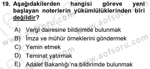 Avukatlık Ve Noterlik Hukuku Dersi 2015 - 2016 Yılı Tek Ders Sınav Soruları 19. Soru