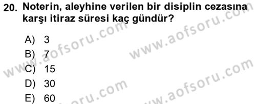 Avukatlık Ve Noterlik Hukuku Dersi 2015 - 2016 Yılı Tek Ders Sınav Soruları 20. Soru