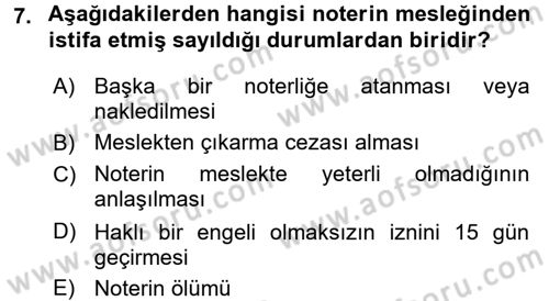 Avukatlık Ve Noterlik Hukuku Dersi 2015 - 2016 Yılı Tek Ders Sınav Soruları 7. Soru