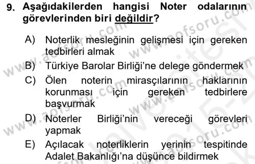 Avukatlık Ve Noterlik Hukuku Dersi 2015 - 2016 Yılı Tek Ders Sınav Soruları 9. Soru