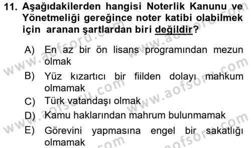 Avukatlık Ve Noterlik Hukuku Dersi 2016 - 2017 Yılı 3 Ders Sınav Soruları 11. Soru