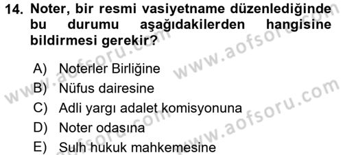 Avukatlık Ve Noterlik Hukuku Dersi 2017 - 2018 Yılı 3 Ders Sınav Soruları 14. Soru