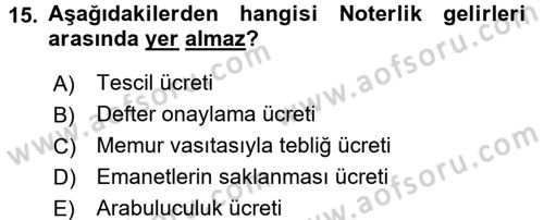 Avukatlık Ve Noterlik Hukuku Dersi 2017 - 2018 Yılı 3 Ders Sınav Soruları 15. Soru