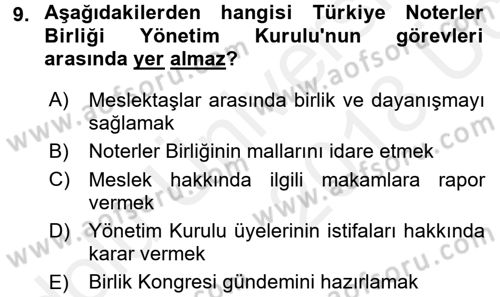 Avukatlık Ve Noterlik Hukuku Dersi 2017 - 2018 Yılı 3 Ders Sınav Soruları 9. Soru