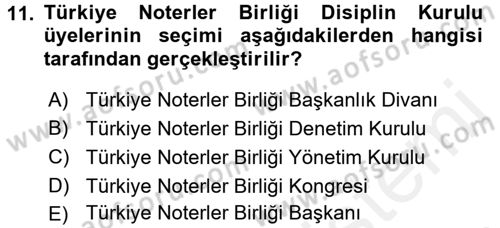 Avukatlık Ve Noterlik Hukuku Dersi 2017 - 2018 Yılı (Final) Dönem Sonu Sınav Soruları 11. Soru