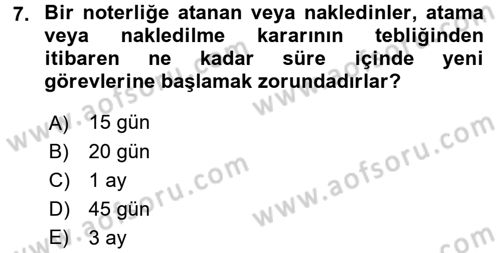 Avukatlık Ve Noterlik Hukuku Dersi 2017 - 2018 Yılı (Final) Dönem Sonu Sınav Soruları 7. Soru