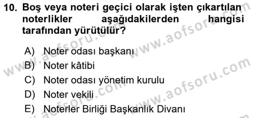 Avukatlık Ve Noterlik Hukuku Dersi 2018 - 2019 Yılı 3 Ders Sınav Soruları 10. Soru