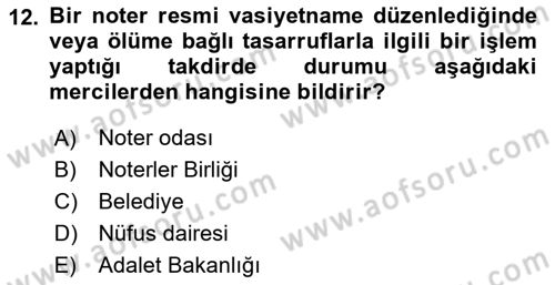 Avukatlık Ve Noterlik Hukuku Dersi 2018 - 2019 Yılı 3 Ders Sınav Soruları 12. Soru
