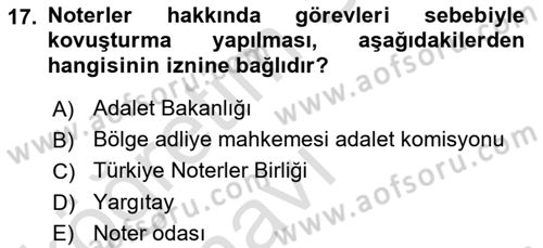 Avukatlık Ve Noterlik Hukuku Dersi 2018 - 2019 Yılı 3 Ders Sınav Soruları 17. Soru