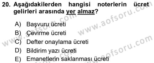 Avukatlık Ve Noterlik Hukuku Dersi 2018 - 2019 Yılı 3 Ders Sınav Soruları 20. Soru