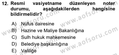Avukatlık Ve Noterlik Hukuku Dersi 2018 - 2019 Yılı Yaz Okulu Sınav Soruları 12. Soru