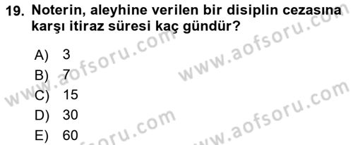 Avukatlık Ve Noterlik Hukuku Dersi 2018 - 2019 Yılı Yaz Okulu Sınav Soruları 19. Soru