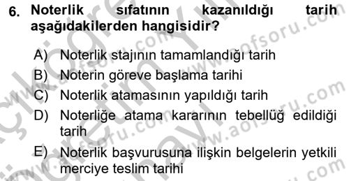 Avukatlık Ve Noterlik Hukuku Dersi 2018 - 2019 Yılı Yaz Okulu Sınav Soruları 6. Soru