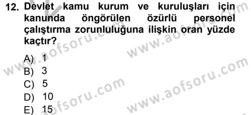 Memur Hukuku Dersi 2012 - 2013 Yılı (Vize) Ara Sınav Soruları 12. Soru