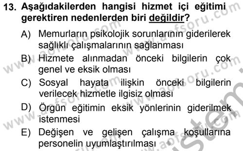 Memur Hukuku Dersi 2012 - 2013 Yılı (Vize) Ara Sınav Soruları 13. Soru