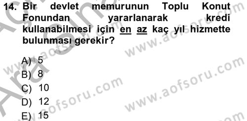 Memur Hukuku Dersi 2012 - 2013 Yılı (Vize) Ara Sınav Soruları 14. Soru