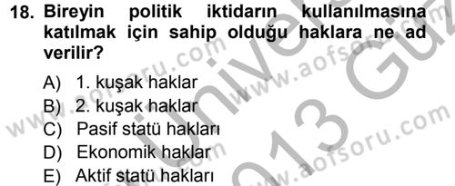 Memur Hukuku Dersi 2012 - 2013 Yılı (Vize) Ara Sınav Soruları 18. Soru