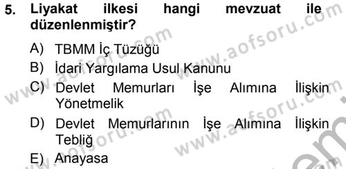 Memur Hukuku Dersi 2012 - 2013 Yılı (Vize) Ara Sınav Soruları 5. Soru