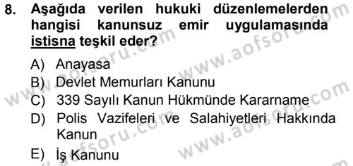 Memur Hukuku Dersi 2012 - 2013 Yılı (Vize) Ara Sınav Soruları 8. Soru