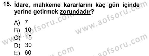 Memur Hukuku Dersi 2012 - 2013 Yılı (Final) Dönem Sonu Sınav Soruları 15. Soru