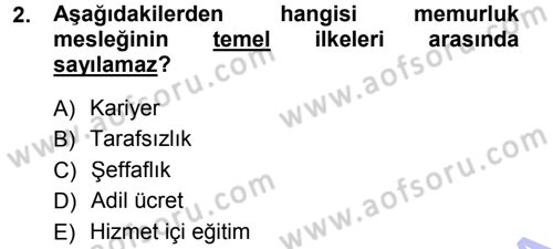 Memur Hukuku Dersi 2012 - 2013 Yılı (Final) Dönem Sonu Sınav Soruları 2. Soru